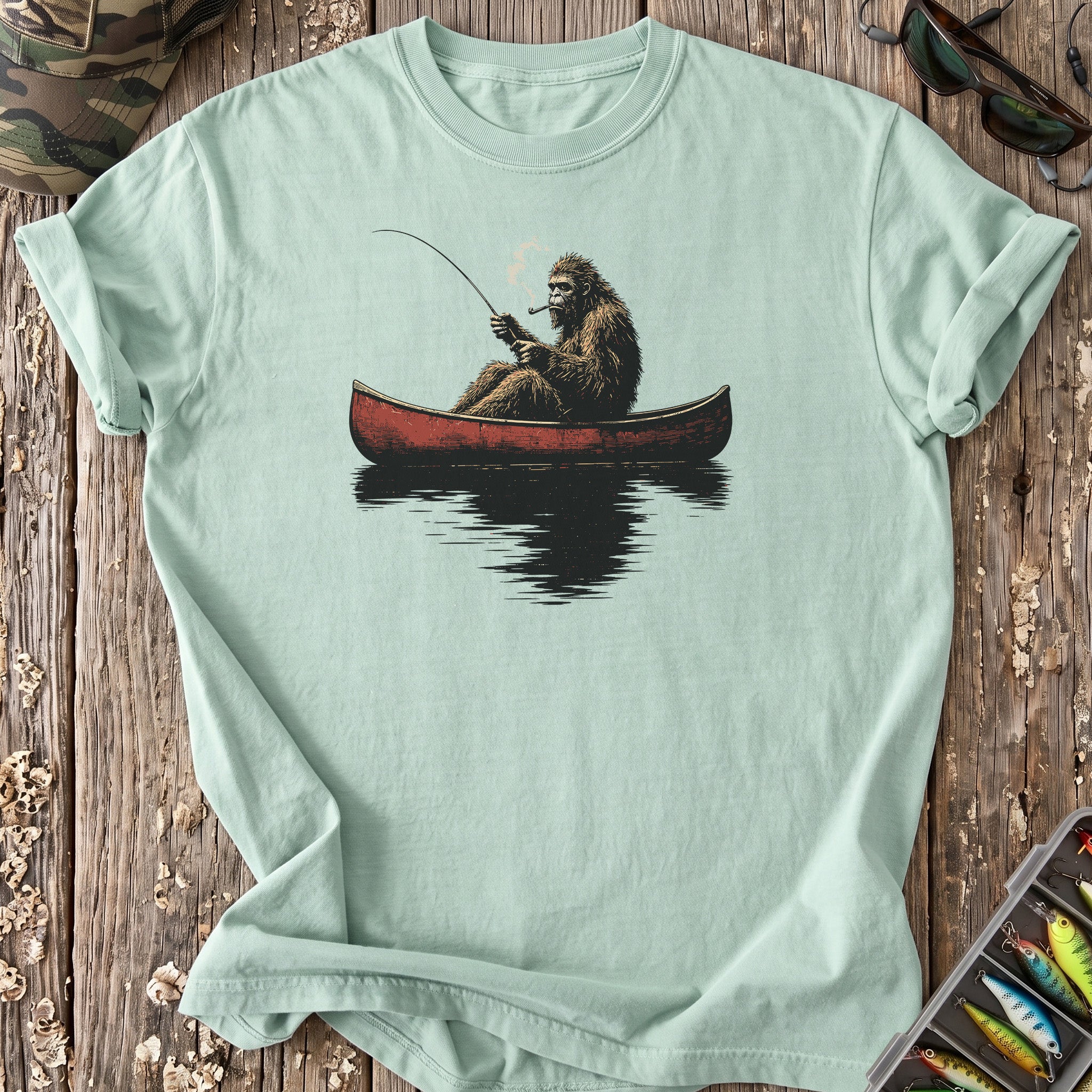Bigfoot Canoe Fishing T-Shirt