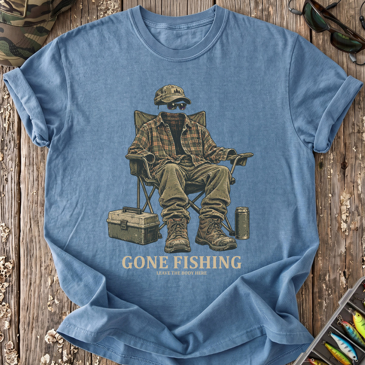 Gone Fishing Body Left Behind T-Shirt