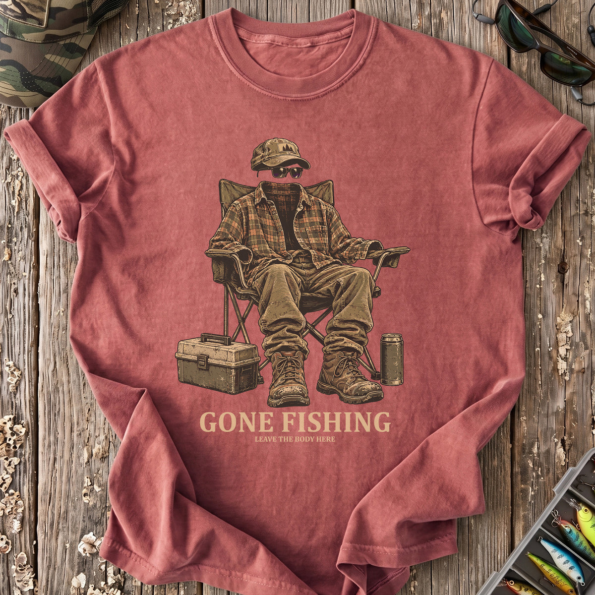 Gone Fishing Body Left Behind T-Shirt