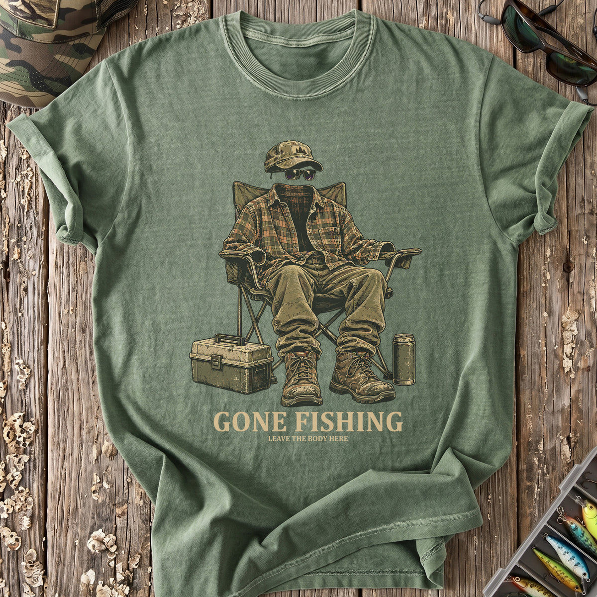 Gone Fishing Body Left Behind T-Shirt