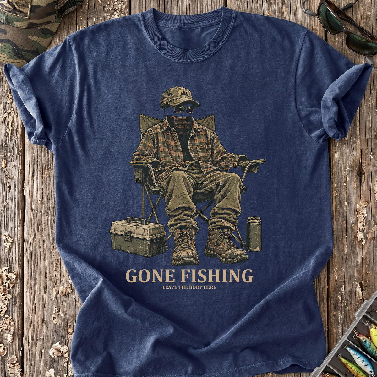 Gone Fishing Body Left Behind T-Shirt