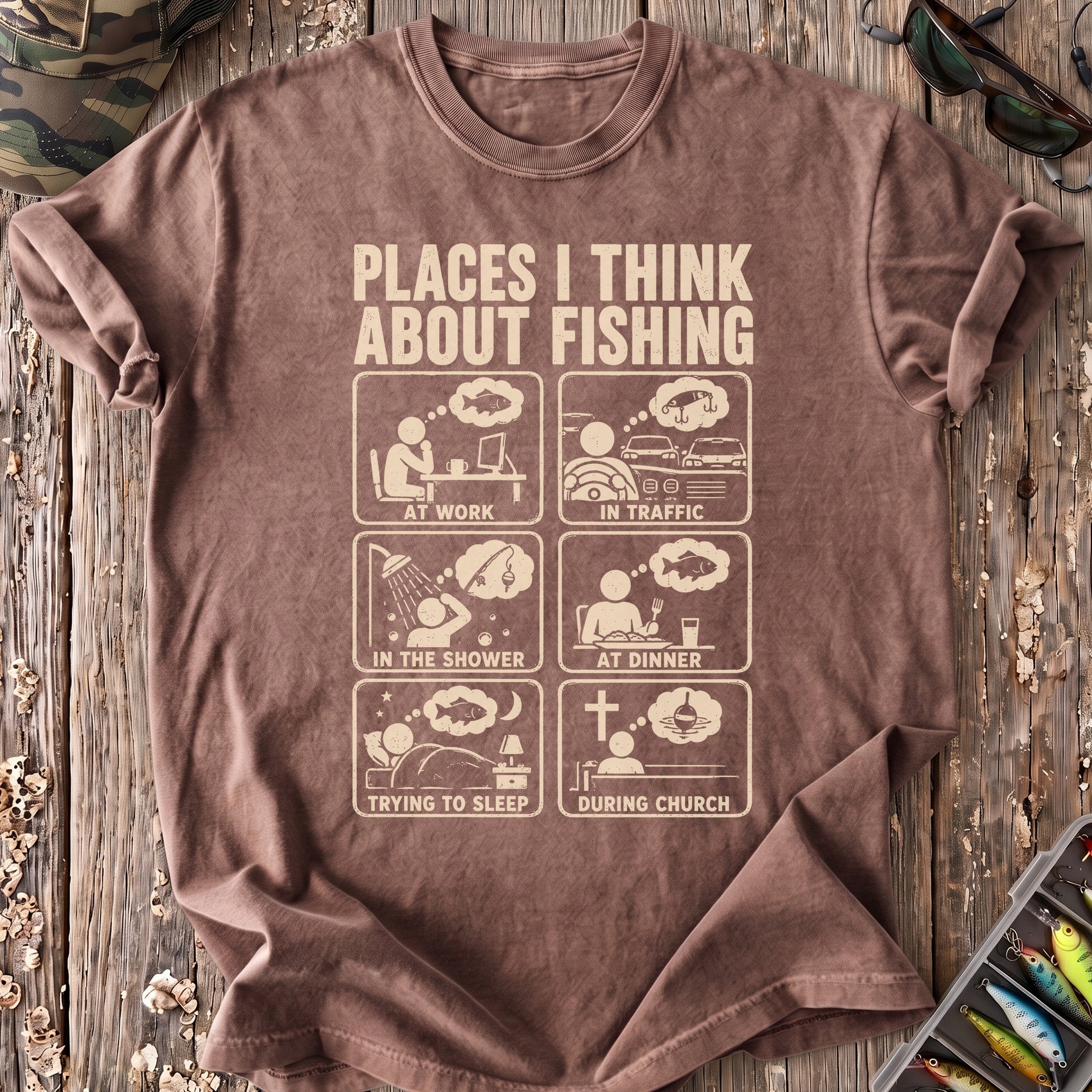 Places I Think About Fishing T-Shirt