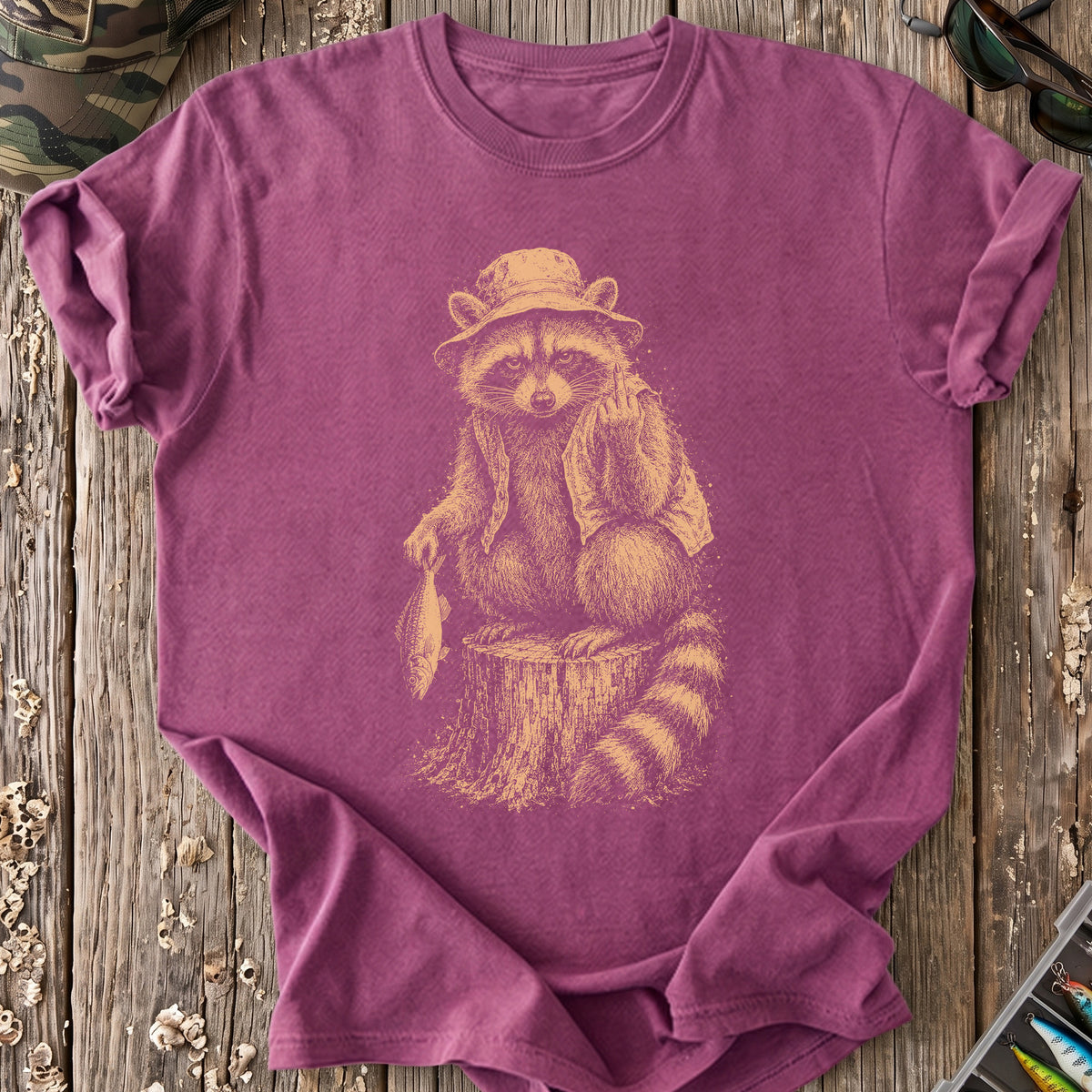 Raccoon Fishing With Attitude T-Shirt