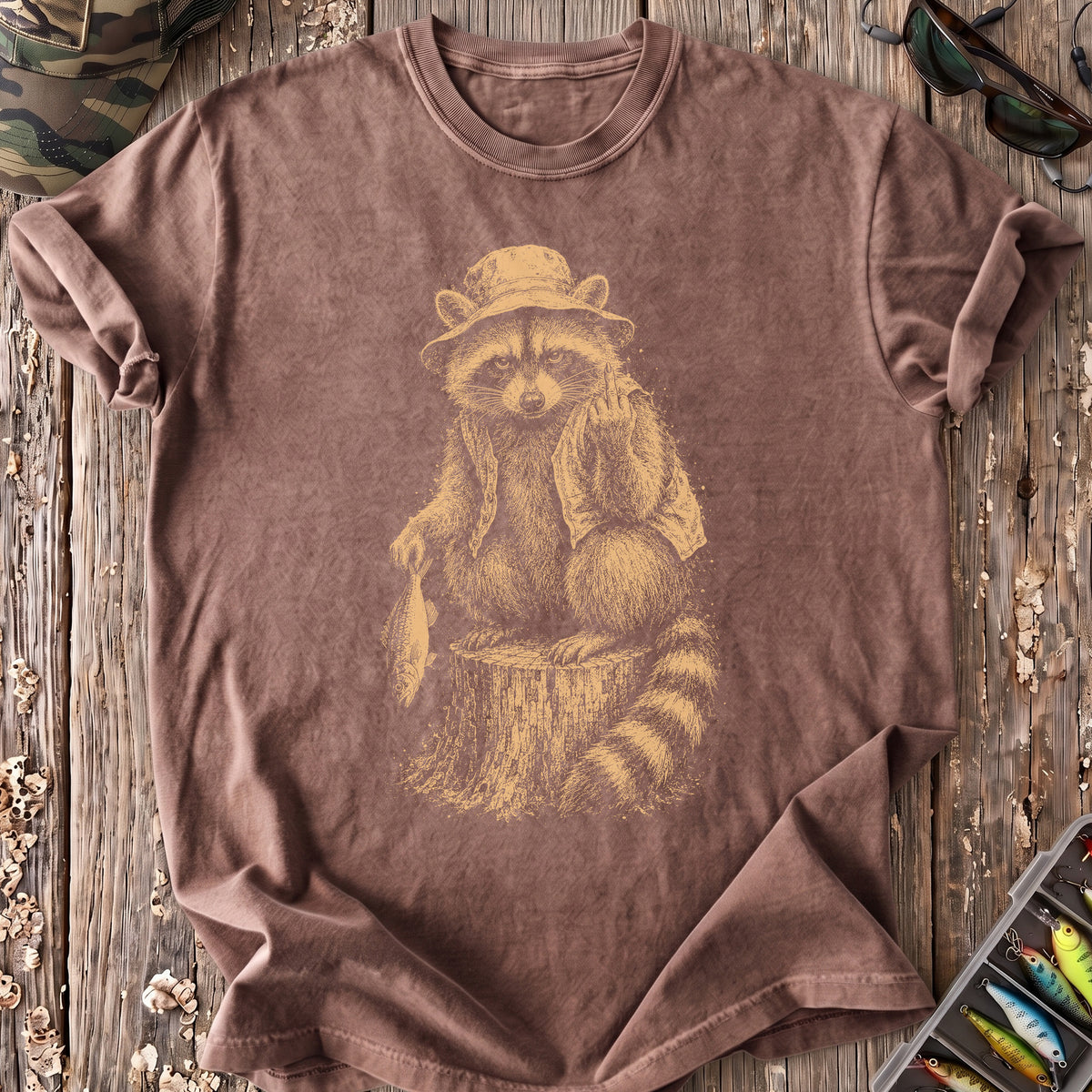 Raccoon Fishing With Attitude T-Shirt