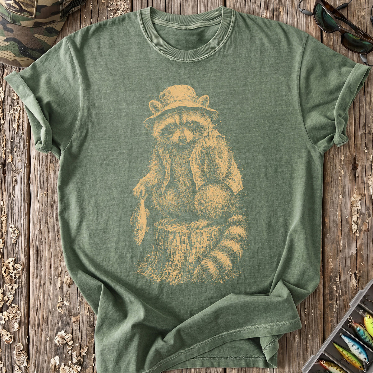 Raccoon Fishing With Attitude T-Shirt