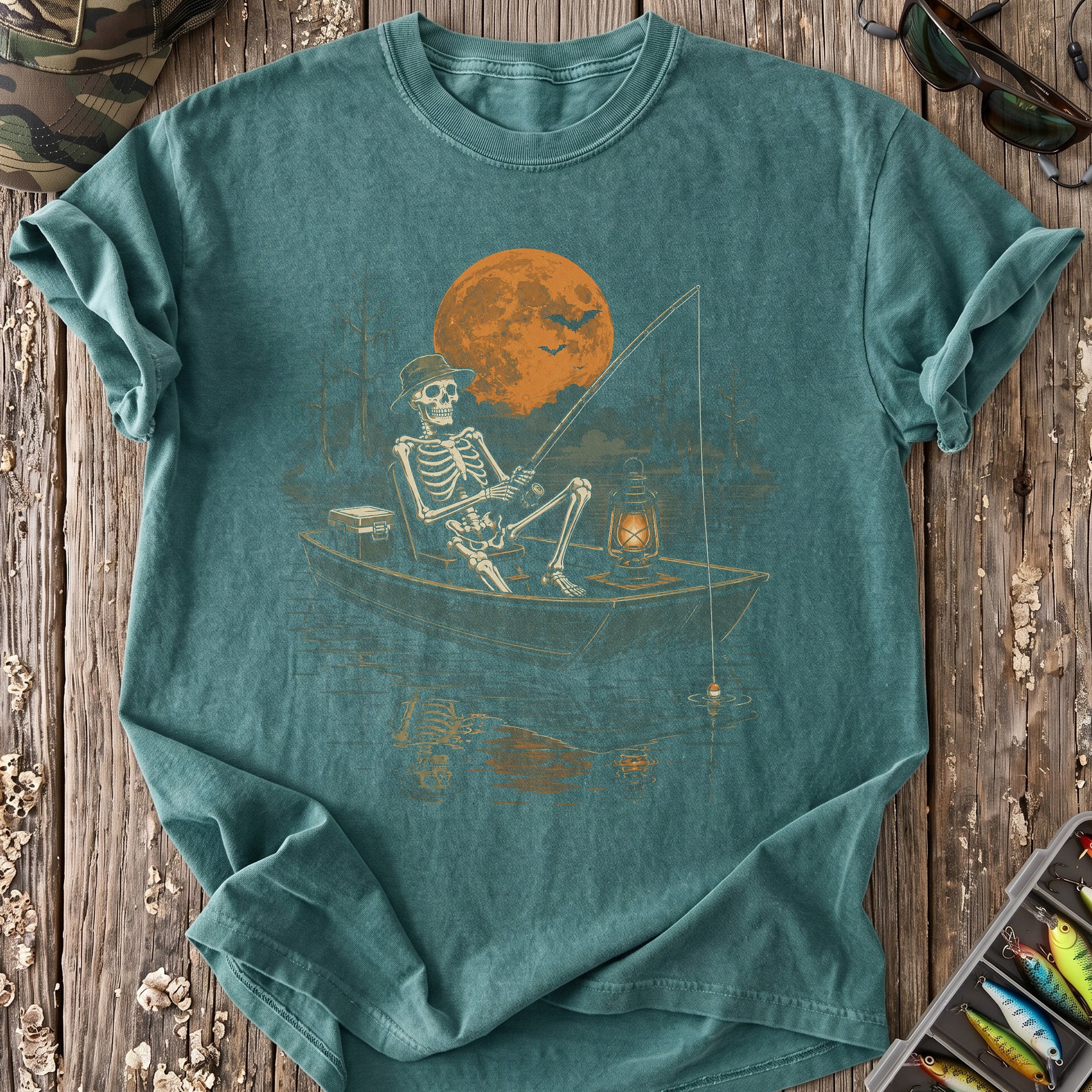 Skeleton In A Jon Boat T-Shirt