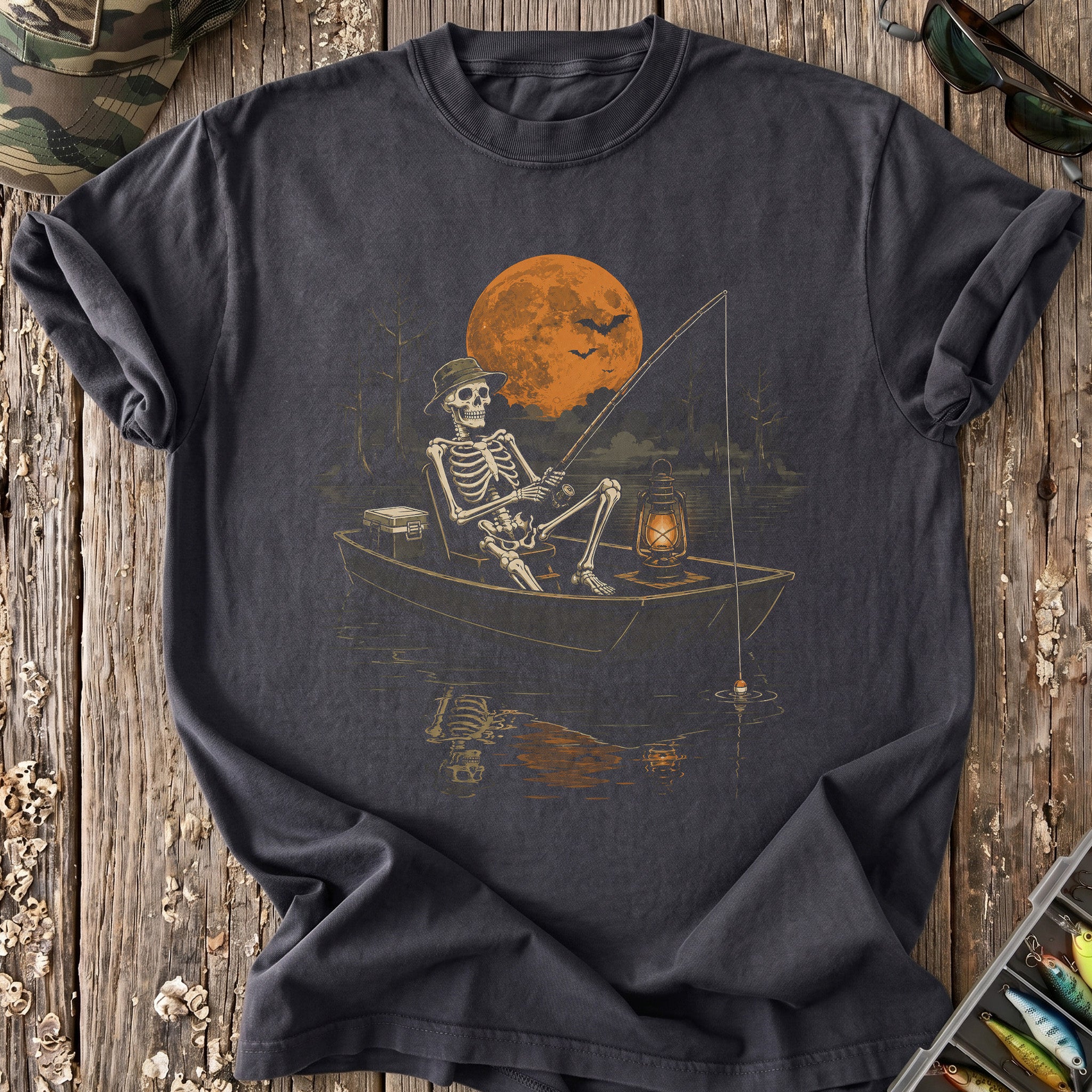 Skeleton In A Jon Boat T-Shirt