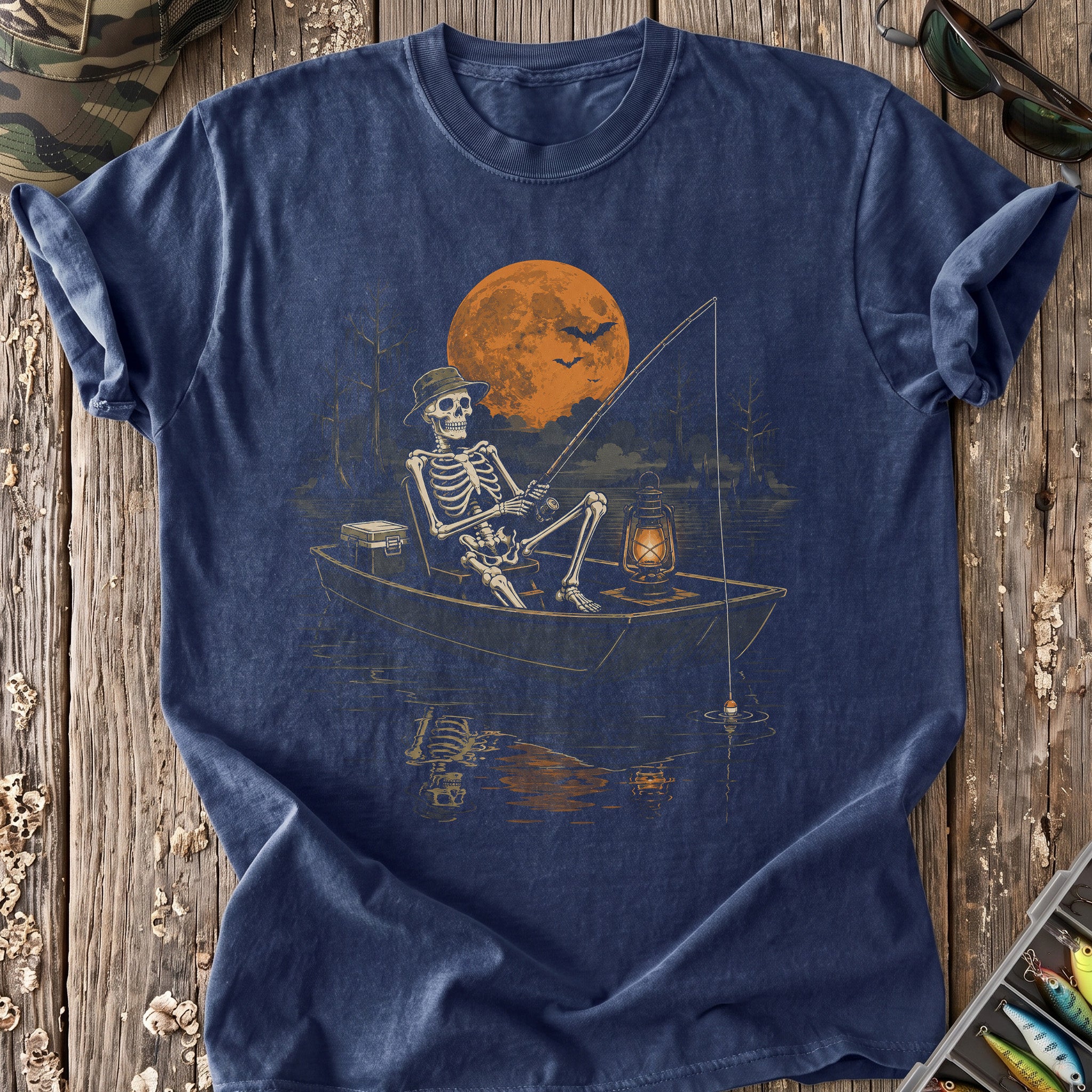 Skeleton In A Jon Boat T-Shirt