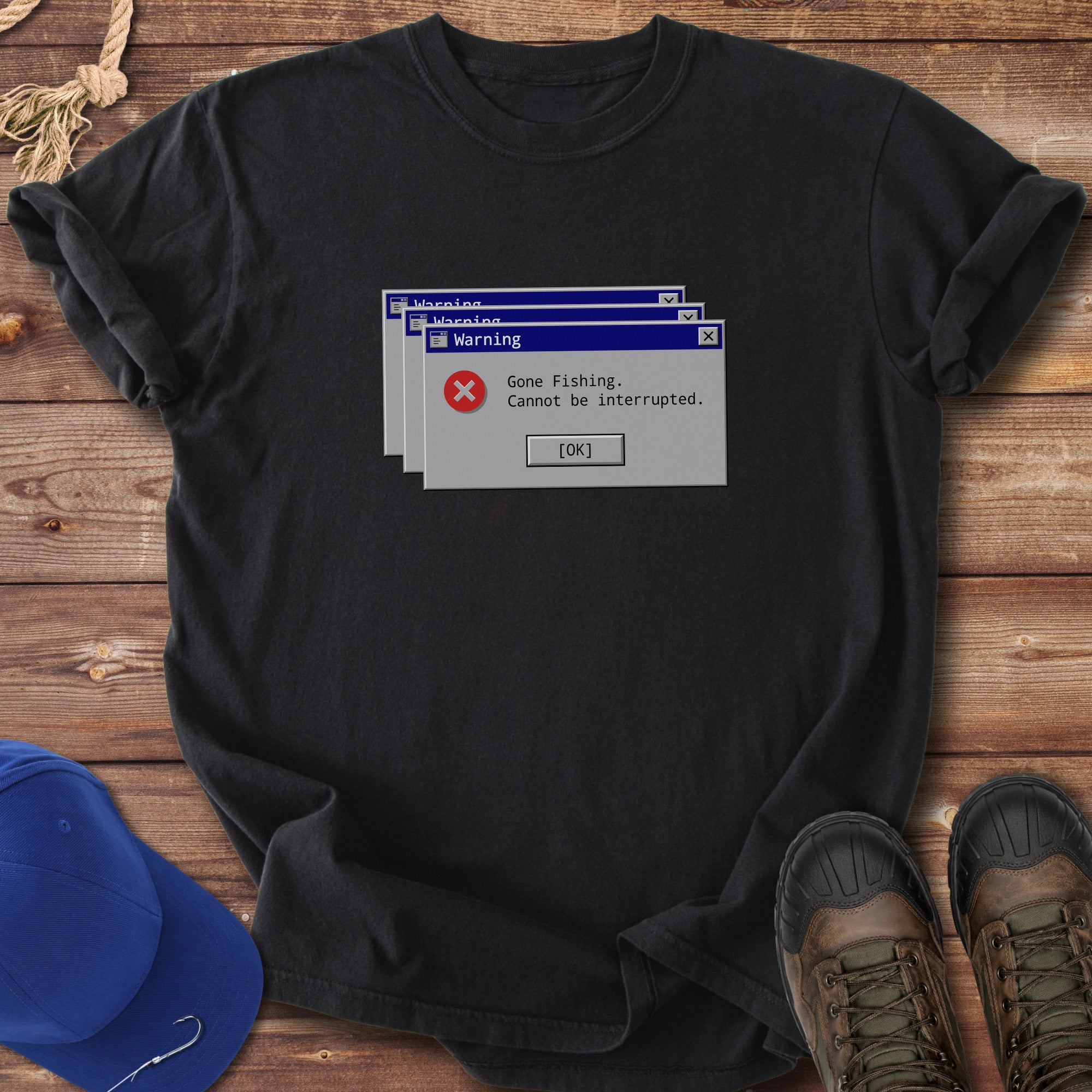 PC Warning Gone Fishing T-Shirt